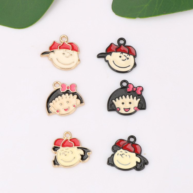 小女孩头像diy合金饰品配件单吊小丸子挂件款日系可爱头绳小吊坠