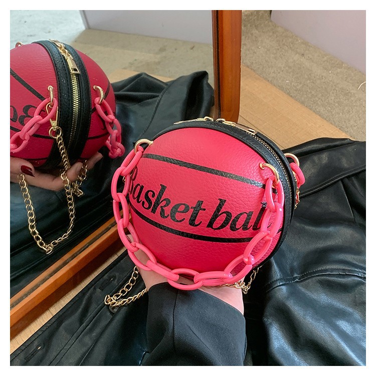 Same Style Personality Small round Bag 2023 New Mori Style Soft Girl Fashion One-Shoulder Crossbody Chain Portable Basketball Bag