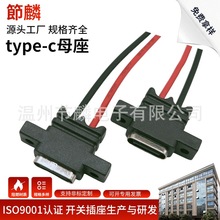 USB TYPE-C母座2P焊线防水带线typec防水充电口母头tyc电动剃须刀