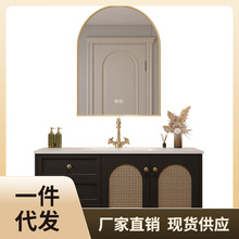 56PC法式美式复古藤编浴室柜组合陶瓷一体洗漱盆实木烤漆洗脸池