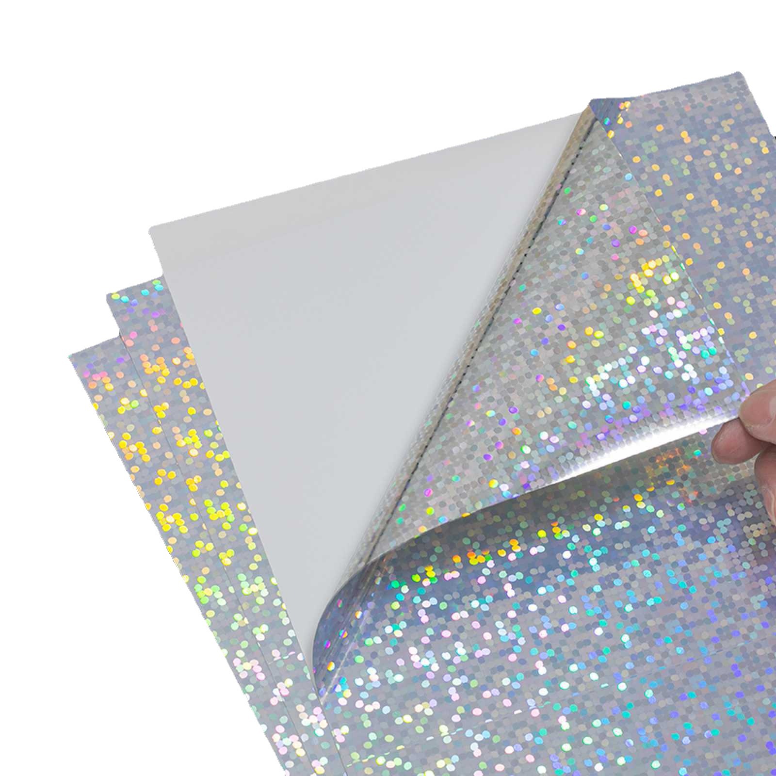 现货a4尺寸彩虹闪光防水速干气泡纹镭射pet喷墨不干胶打印纸批发