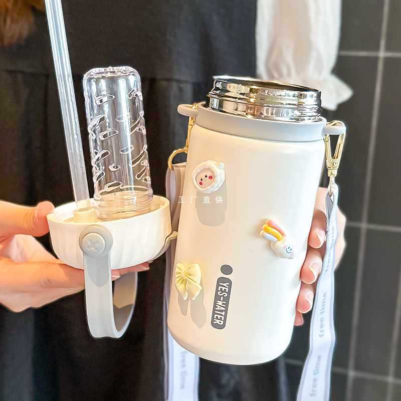 中学生保温杯上学儿吸管杯食品级316小巧便携高颜值直饮水杯-阿里巴巴