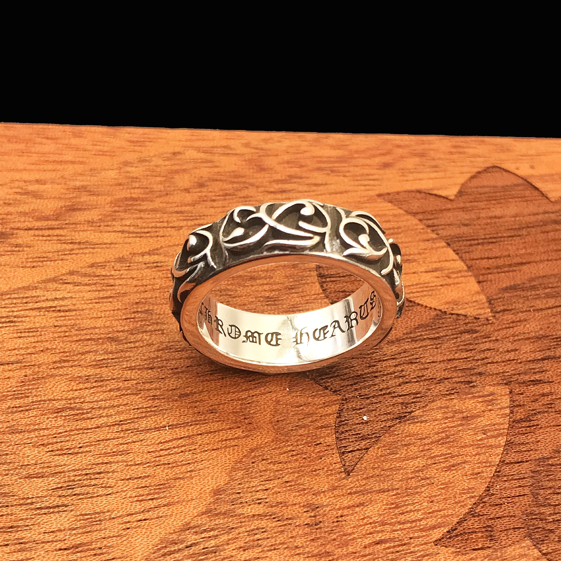 ch潮牌古风克罗心戒指永恒之藤蔓花纹十字架复古朋克嘻哈