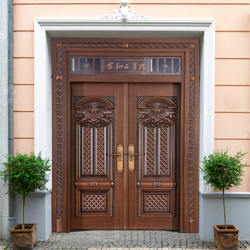 家用装甲防盗门现代隔音铸铝门双开大门子母门来图制作别墅入户门