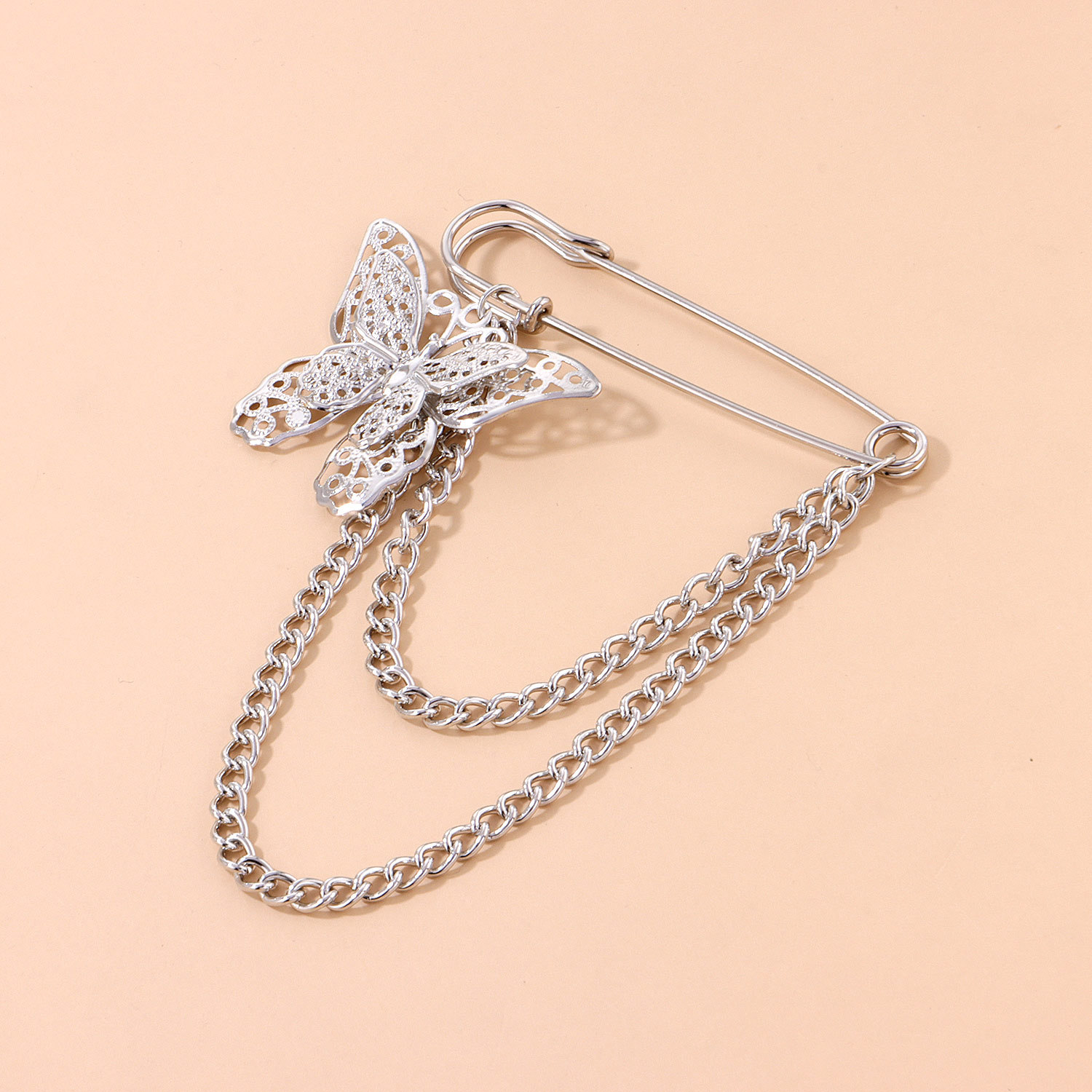 韩国ins潮原宿风男女个性蝴蝶链条胸针时尚金属别针西服装饰饰品