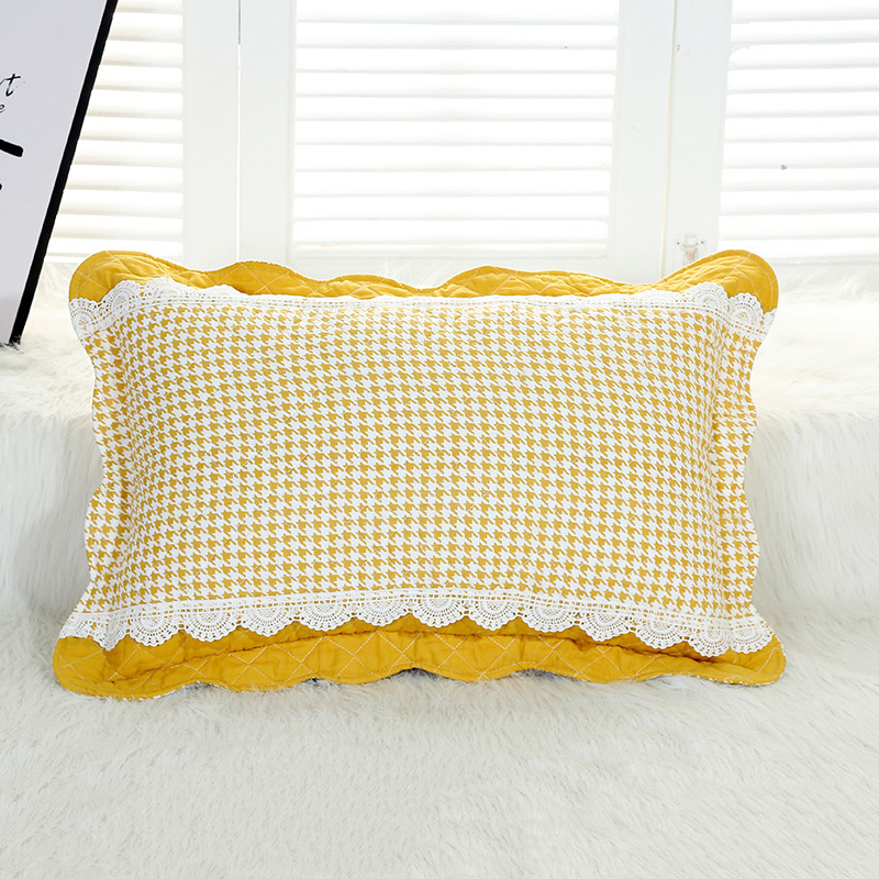 pastoral small fresh pillowcase houndstooth lace pillowcase cotton pillowcase bedding