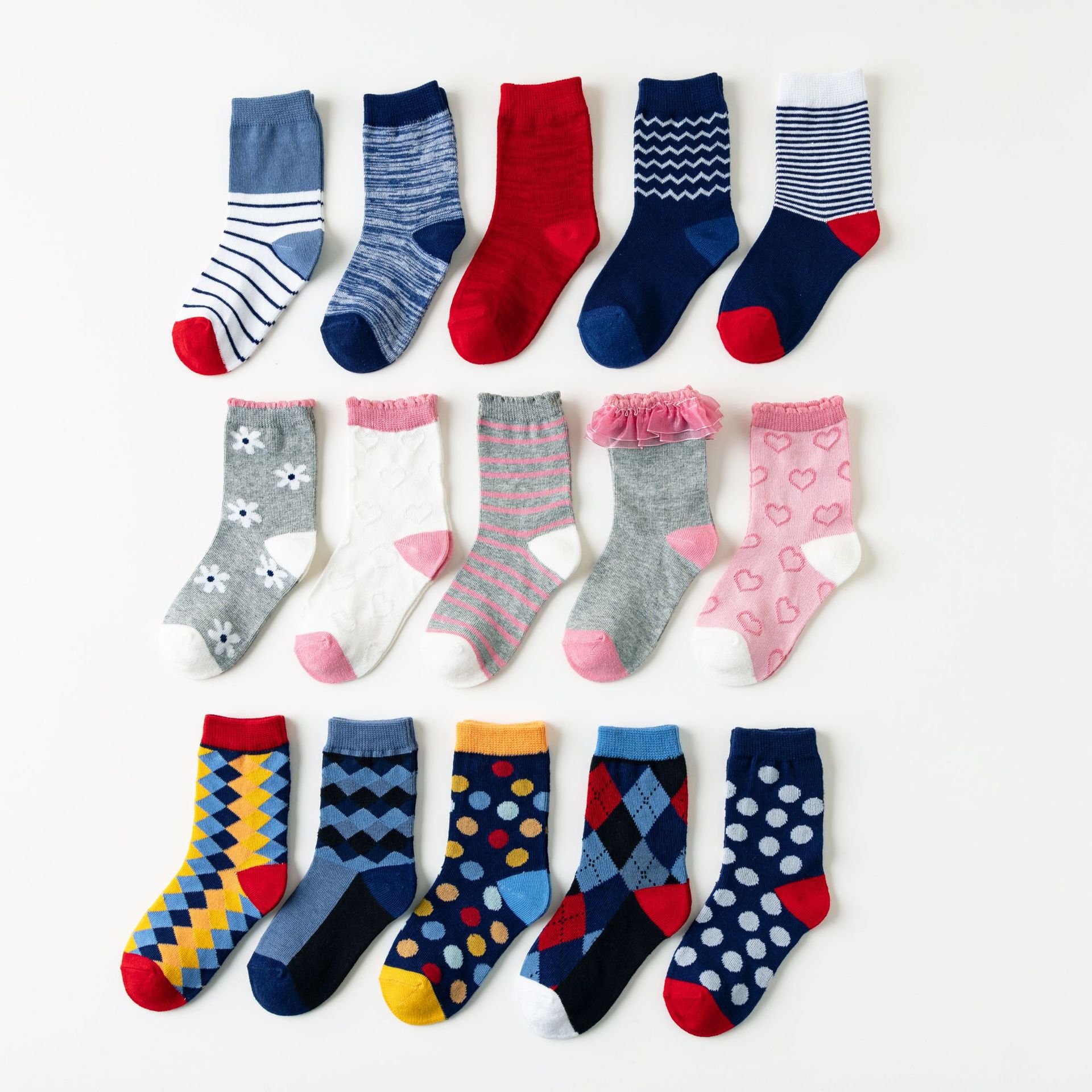 大童中高筒棉袜棉袜儿童袜子春秋冬款保暖花边袜男童女童外贸跨境