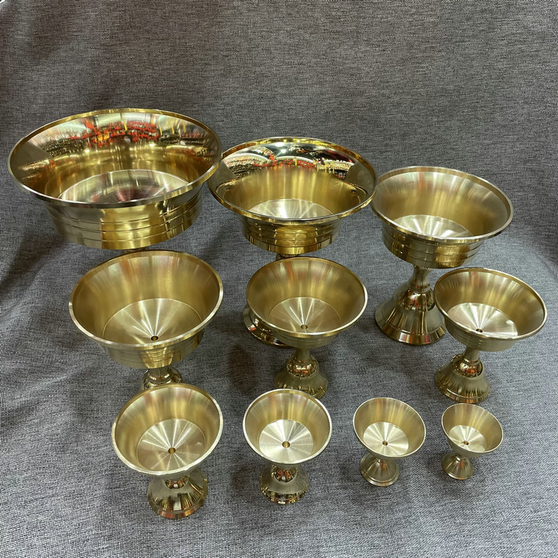 Pure Brass Butter Lamp Holder Changming Lamp Candlestick Candle Copper Butter Cup Buddha Supplies Buddha Lamp Decoration