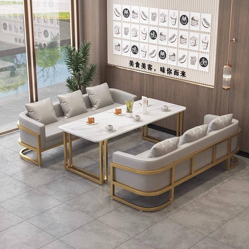 北欧风咖啡厅奶茶店休闲洽谈轻奢卡座沙发餐吧商用西餐厅桌椅组合