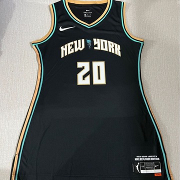 女装wnba纽约自由人队20号约内斯库黑色nba球衣
