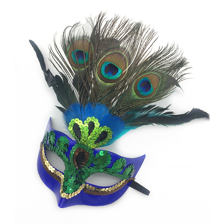 Peacock Feather Sequins Mask Halloween Party Performance Mask Venice Makeup Dance Mask