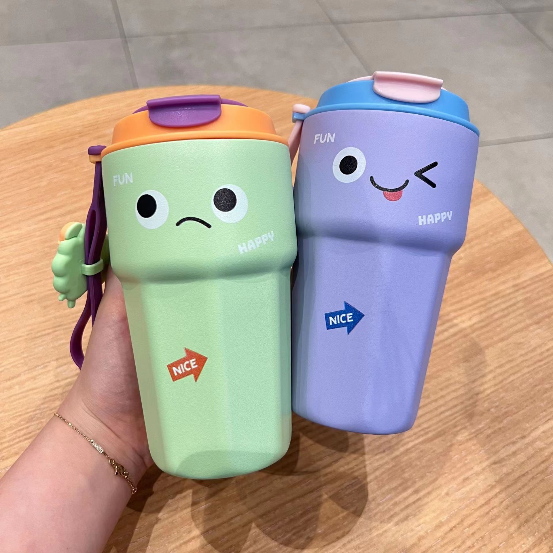 Cute Thermal Mug Coffee Cup Portable Good-looking Water Cup Girls' Cold-Keeping Cup Stainless Steel Couple Traveling