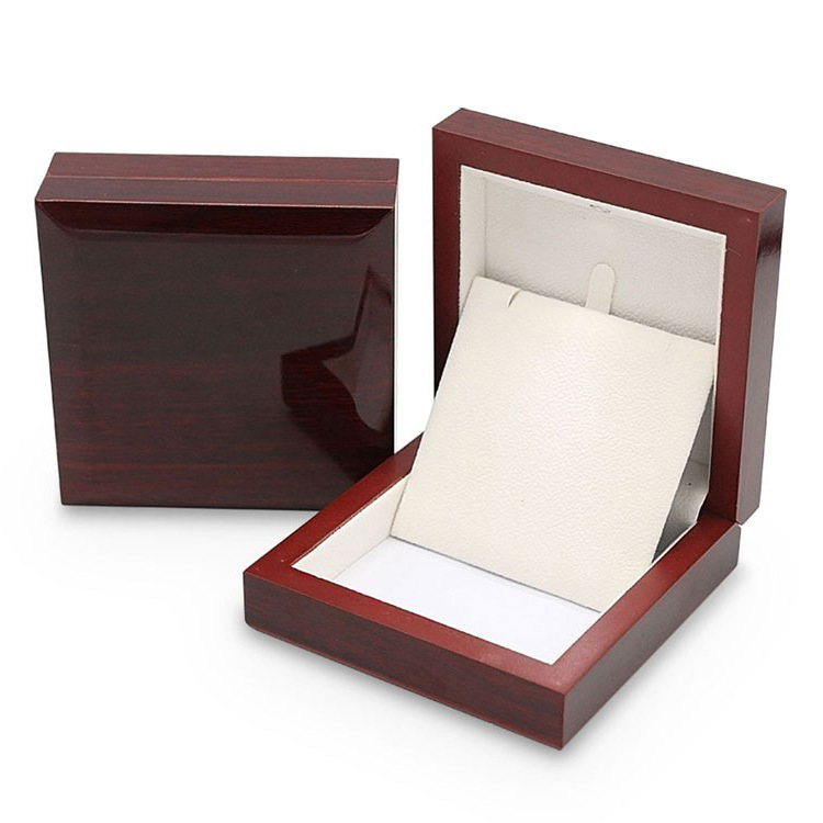 Wooden High Gloss Paint Led Light Jewelry Box Wine Red Bracelet Ear Studs Necklace Box Pendant Storage Box