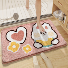 新款卡通兔子浴室吸水地毯地垫家用卫生间植绒脚垫厕所可爱防滑垫