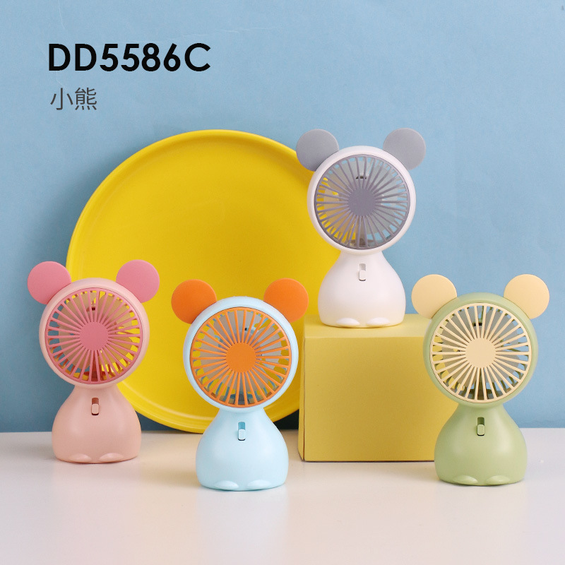 Drip Fan Cute Desktop USB Rechargeable Small Fan Portable Handheld Fan with Lights Student Fan Gift