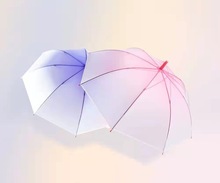 创意POE塑料加厚透明伞 渐变色雨伞 个性自动广告长柄伞