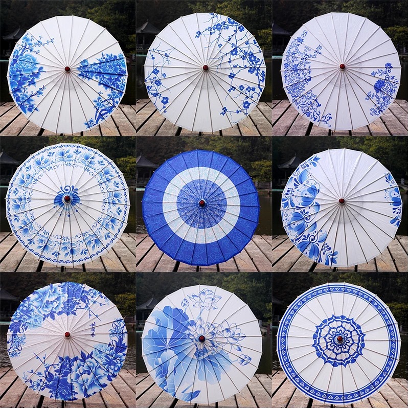青花瓷纸伞画简单图片图片