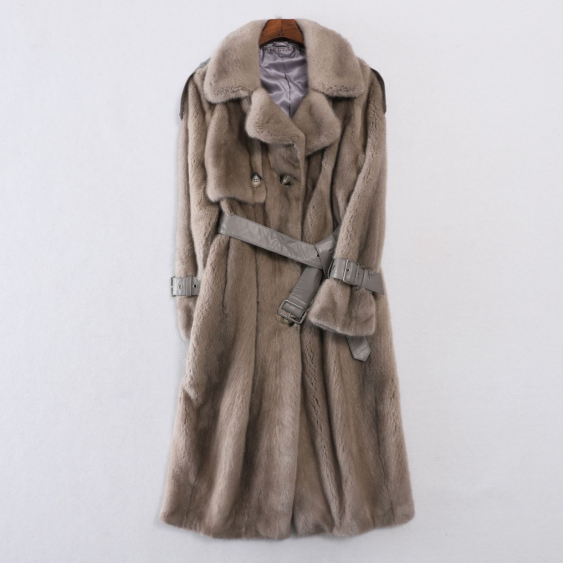 进口貂皮大衣轻奢慵懒长款修身气质整貂小母貂水貂毛皮草外套冬