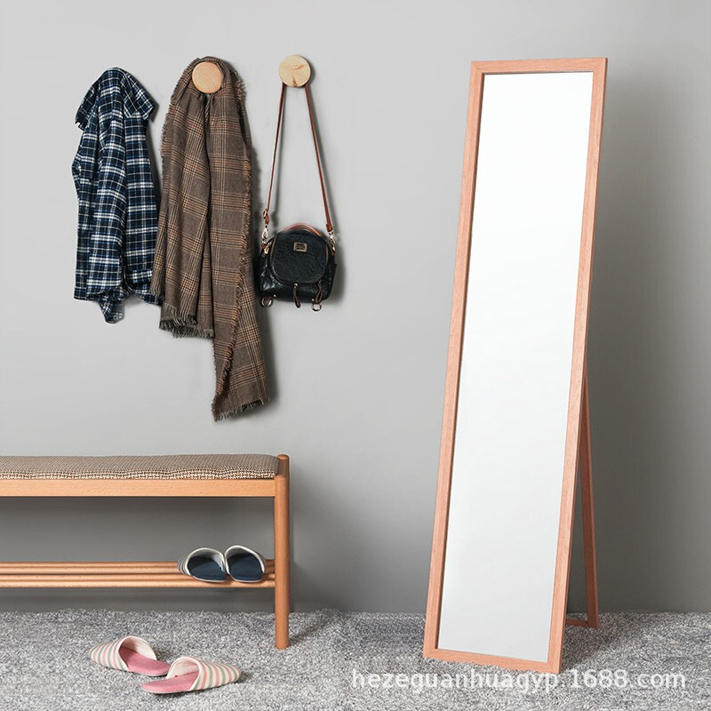 Japanese Minimalist Full Body Mirror Home HD Dressing Mirror Wall Hanging Floor Mirror Bedroom Slimming Full-Length Mirror Ins Style