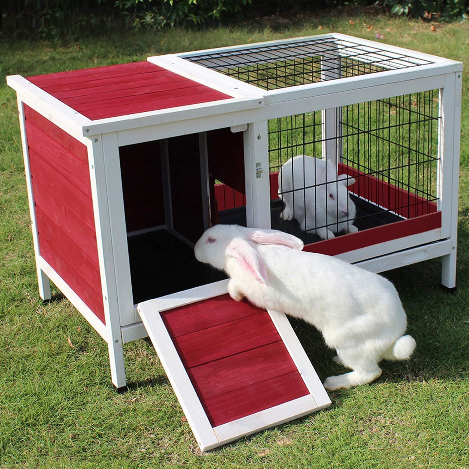 木制兔笼,户外室内兔笼鸡笼猫屋犬舍防寒保暖带托盘宠物笼