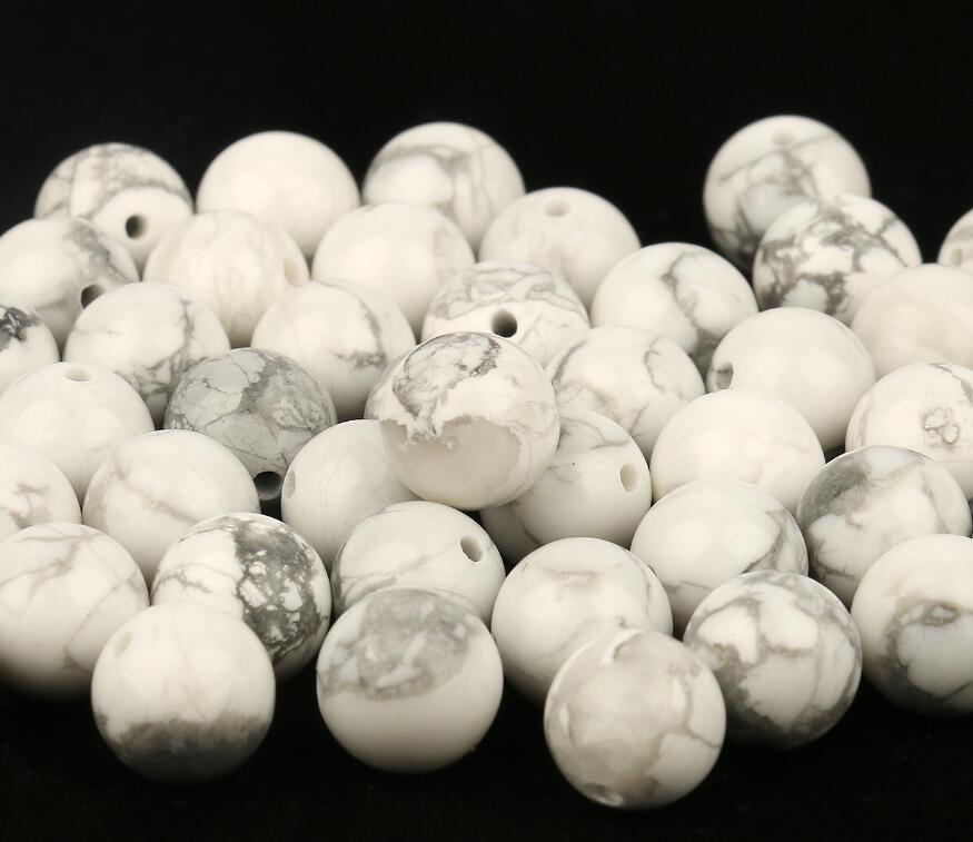 跨境天然白松石散珠圆珠子半成品diy饰品配件手链串珠材料手工