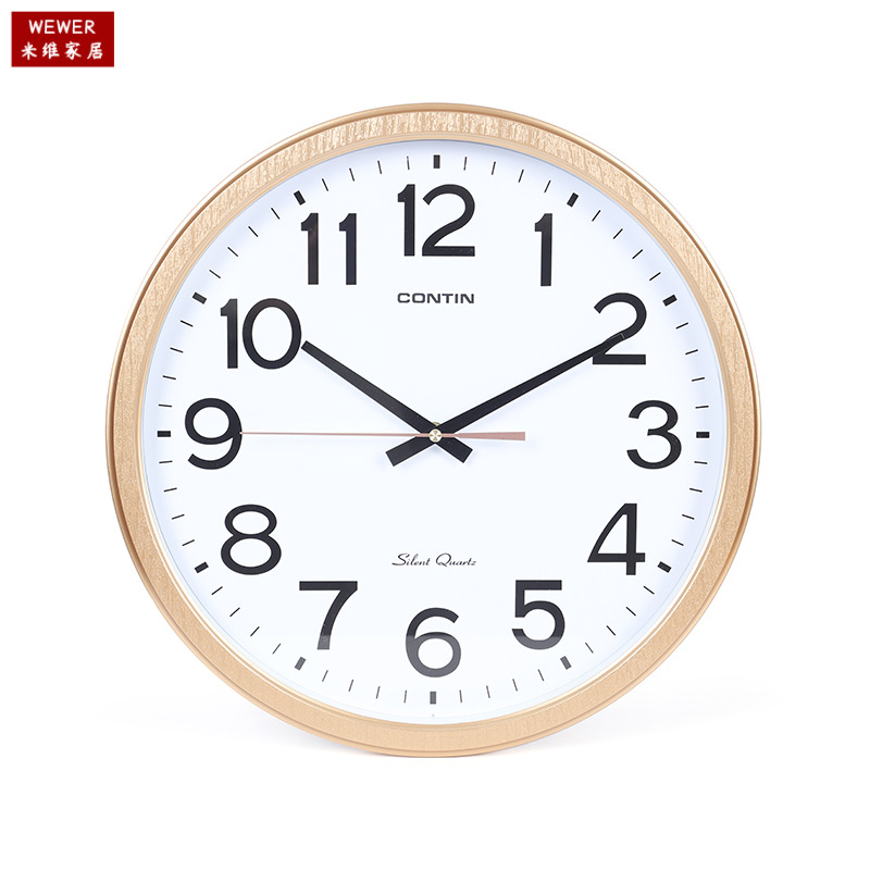 Kangtian Contin Wall Clock round Chinese Home Office Simple Clear Large Font Rosewood in Stock Wholesale