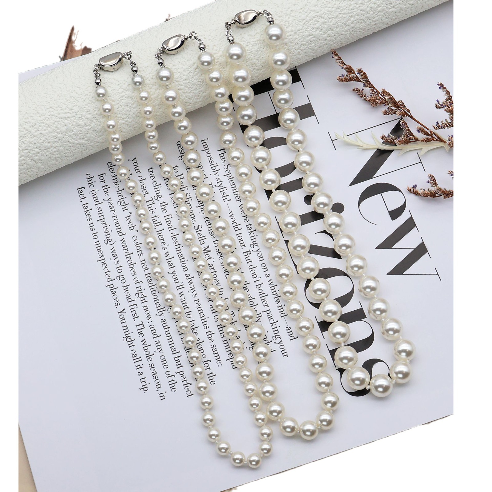 Shijia Pearl Necklace Ornament Women's High-Grade Exquisite Sweater Chain Retro Temperament Wild Niche Clavicle Chain Wholesale