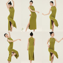 现代古典舞蹈服跳舞弹力中国舞练功服复古民族风旗袍演出服装
