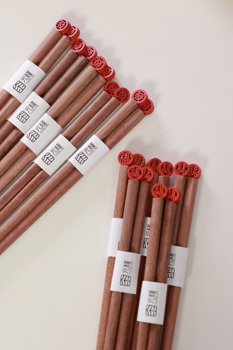 [Yuanjin Bamboo Wood] Home Festival Gift Reusable Chopstick Red Sandal Wood Chopsticks Non-Slip Natural High-End High Temperature Resistant