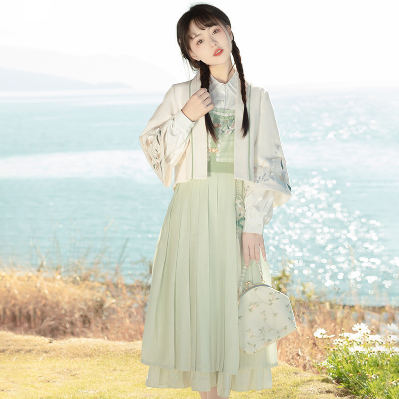 原创设计花萤中国风改良汉元素汉服女新中式外套吊带裙套装6721