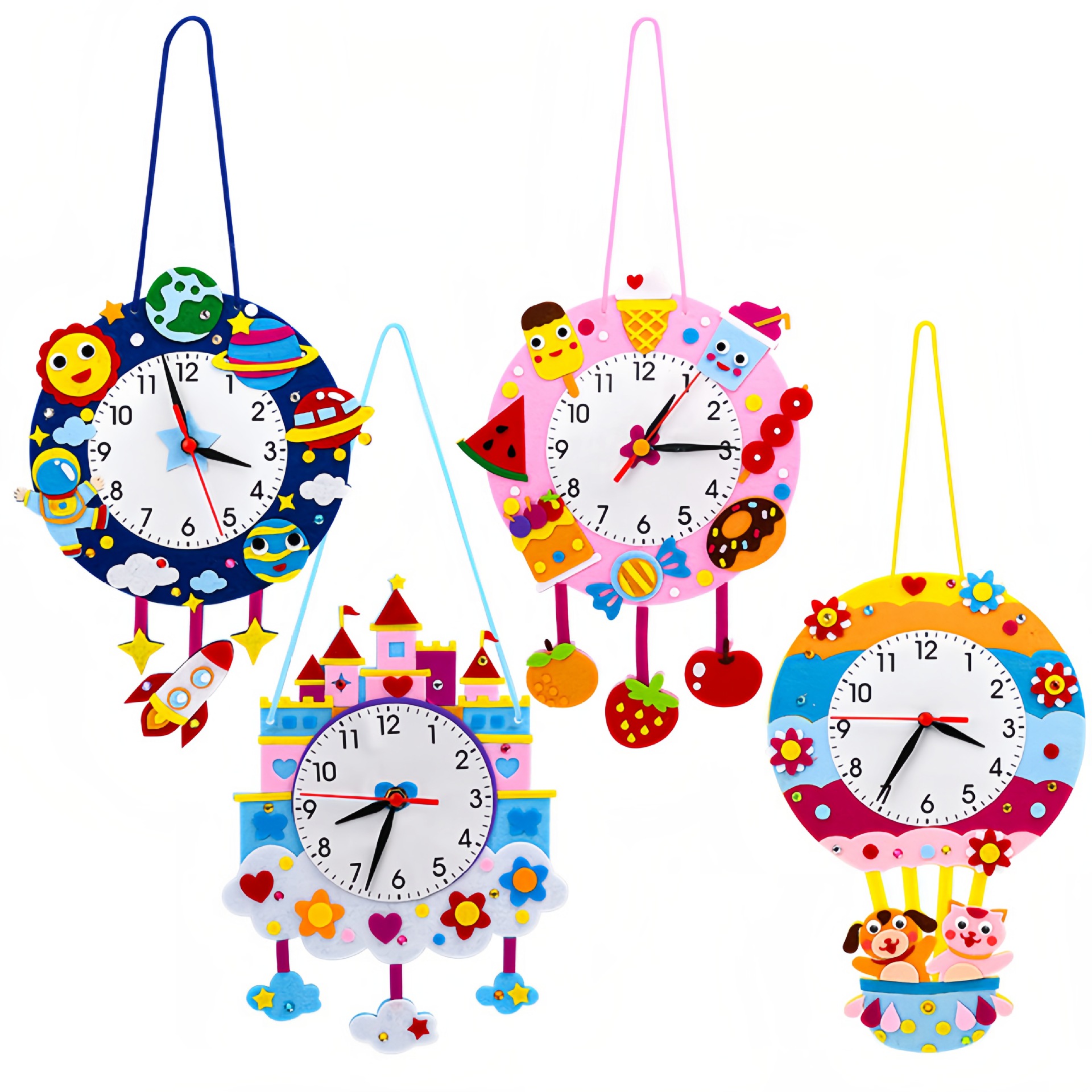 毛毡diy手工材料包手工钟表自制时钟材料包手工时钟钟表