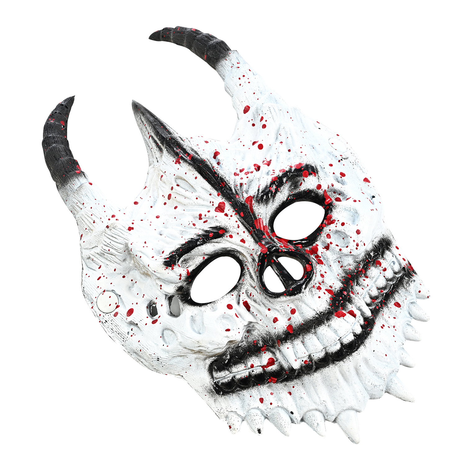 亚马逊货源万圣节亡灵节逼真恐怖柔软pu发泡羊角带血巫妖王面具