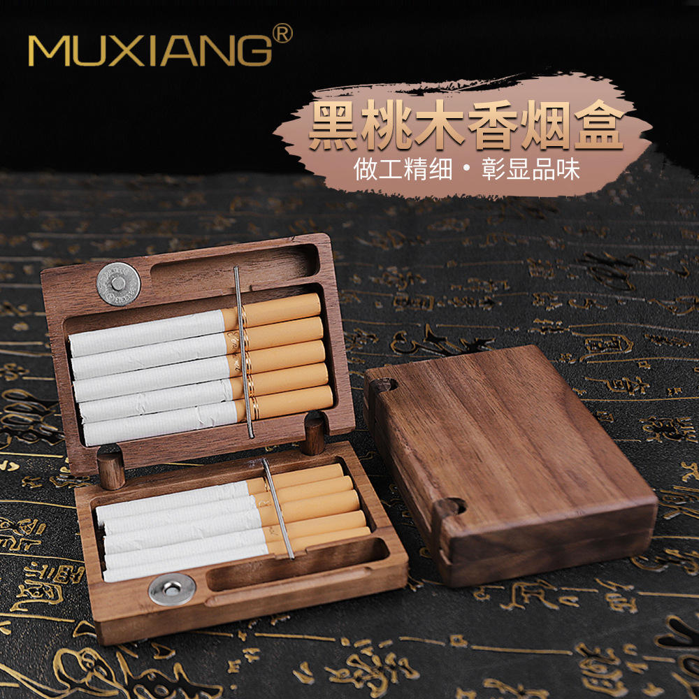 木香男士创意滑盖香烟盒木质烟盒个性实木翻盖烟盒cigarette case