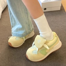 爆款网面运动鞋女2025夏季新款百搭厚底休闲透气女鞋超火德训鞋子