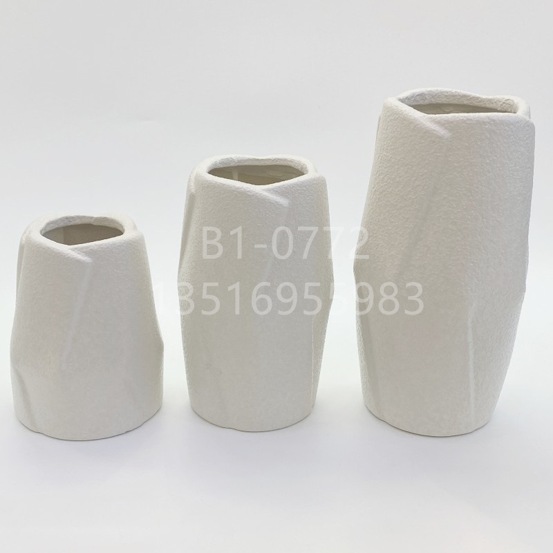 Simple Nordic Ceramic Vase White Ins Style Ceramic Flowerpot Modern Flower Arrangement Bed & Breakfast Desktop Office Ornaments