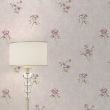 浅紫色3D田园小碎花墙纸 卧室客厅酒店美容院 温馨玫瑰花精压壁纸