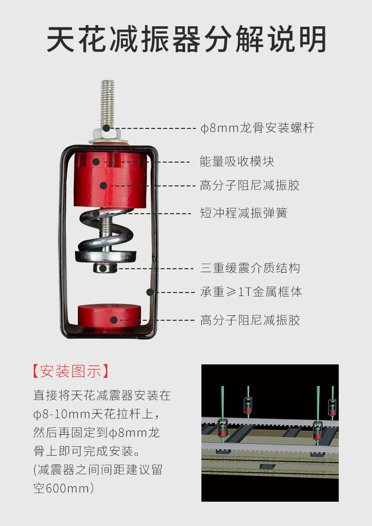 河北墙面天花吊顶减震器吊杆丝杆硅胶隔音胶酒吧ktv隔音减振器