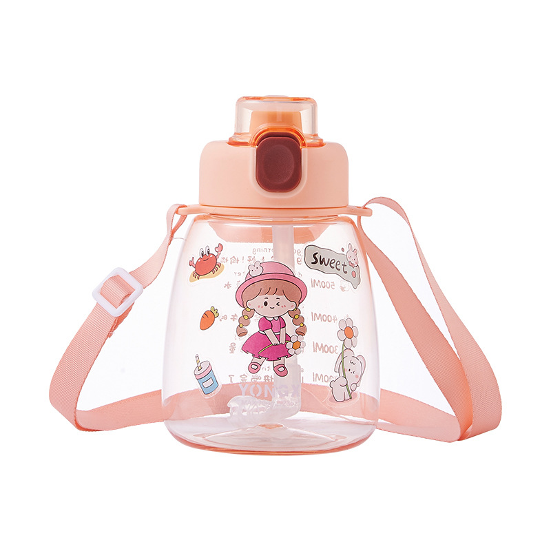 New Belly Cup Children's Cups Hand Gift Kindergarten Drinking Cup Double Drink Cup with Straw Portable Crossbody Gift Cup