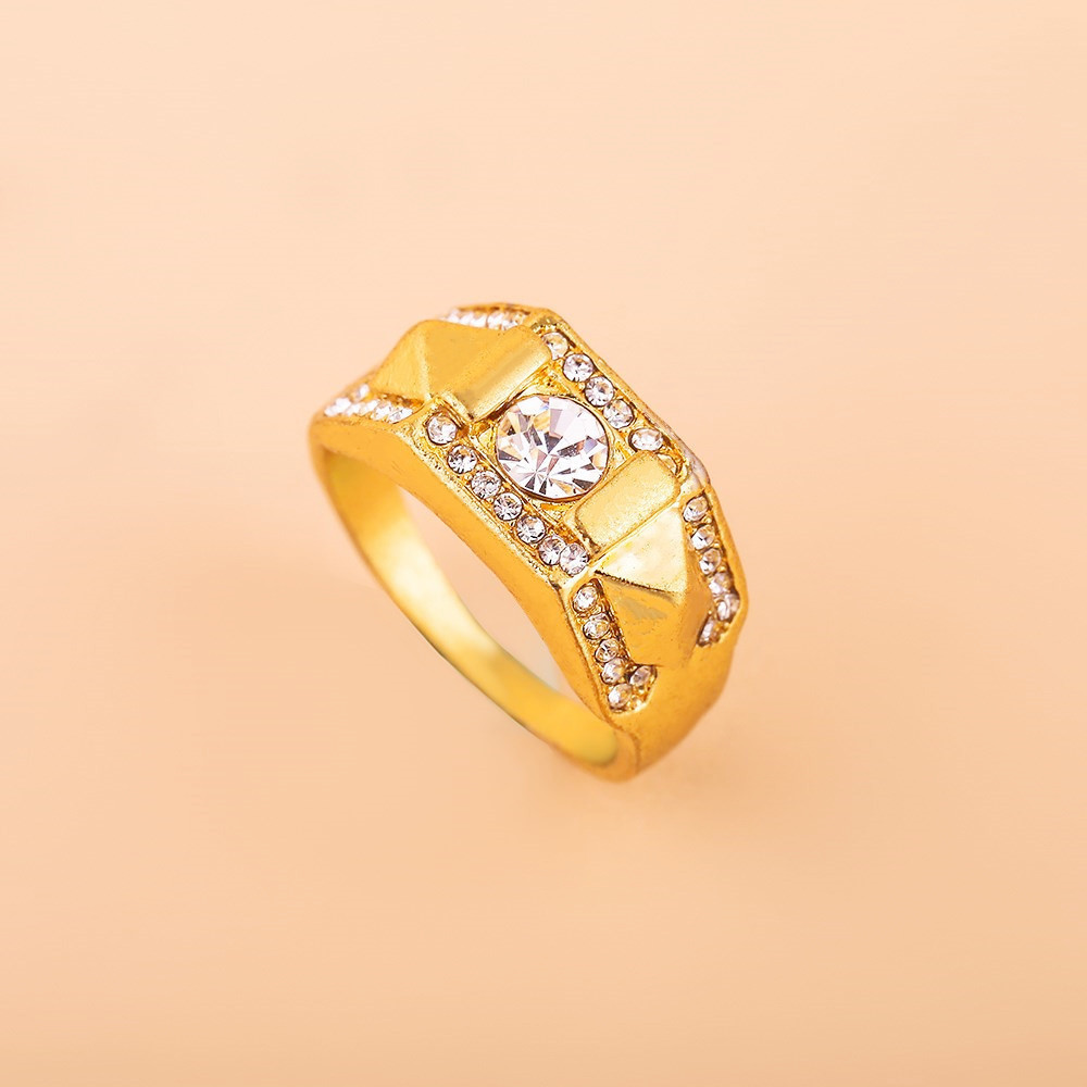 中依wish热卖爆款18k镀黄金情侣戒指 欧美时尚男女士结婚套戒