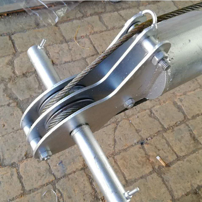 三角扒杆立杆机配件铝合金电力三角架手摇绞盘摇手抱箍主杆头滑轮