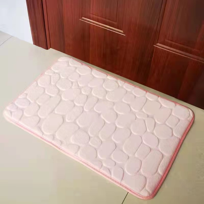 Foot Mat Coral Velvet Embossed Stone Household Memory Foam Bedroom Bathroom Thickening Absorbent Floor Mat Doormat Carpet Non-Slip