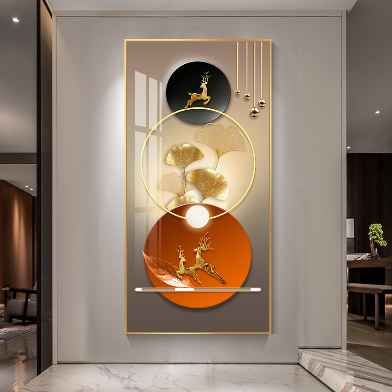 现代简约玄关装饰画轻奢入户挂画客厅走廊过道墙画进门正对门壁画