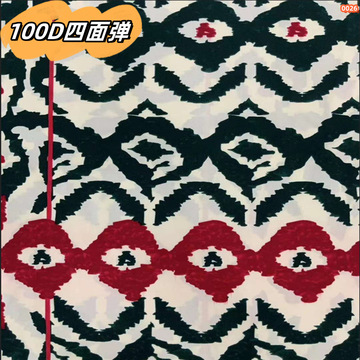 新款花型100d四面弹印花面料布新国风女装连衣裙衬衫服装短裙布料
