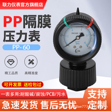 联力仪表PP隔膜压力表PCB专用耐酸碱腐蚀塑料污水处理塑料压力表