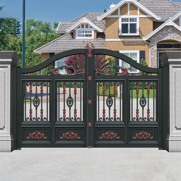 铝艺庭院门农村别墅大院对开门 庭院小区铝合金大门 欧式别墅大门