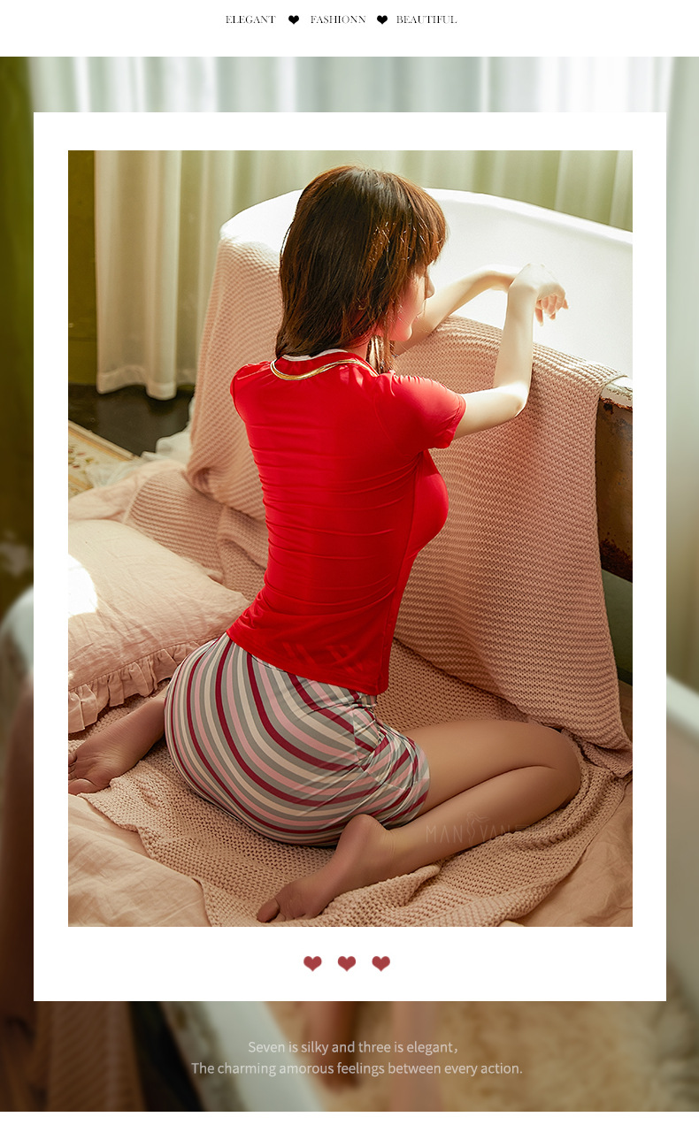 曼烟情趣内衣女式性感绑带紧身包臀侧边开衩空姐制服诱惑套装9201