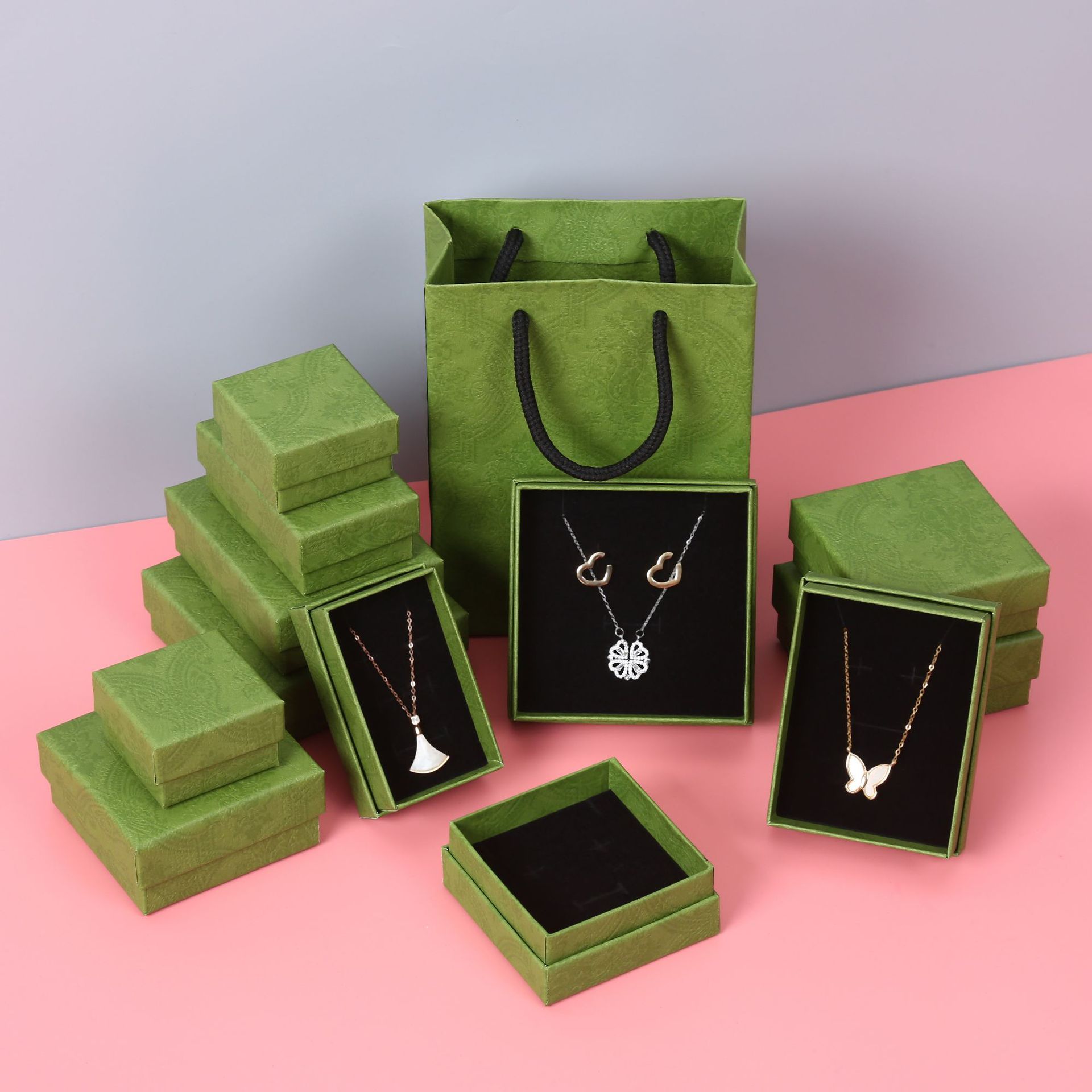 spot vintage jewelry box avocado green earrings jewelry box wholesale ring necklace box sweater chain collection