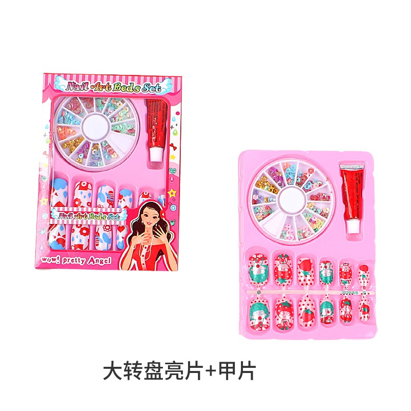 Children's nail enhancement set, finished nail patches, false eyelashes, false nails, bright pink patches, net red jewel