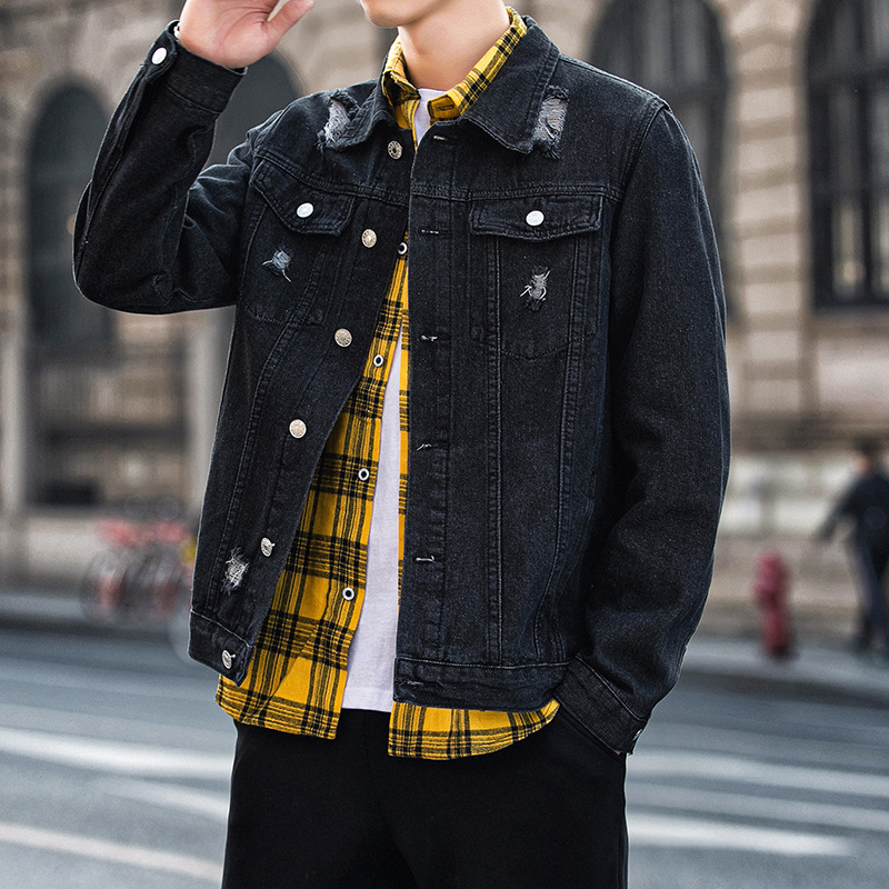 春季新款男士牛仔外套韩版夹克潮流宽松港风上衣服男装