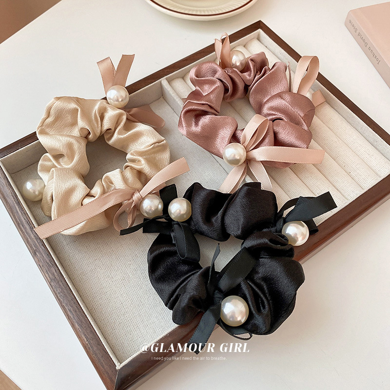 珍珠蝴蝶结大肠发圈ins发绳盘发发饰大肠圈头饰